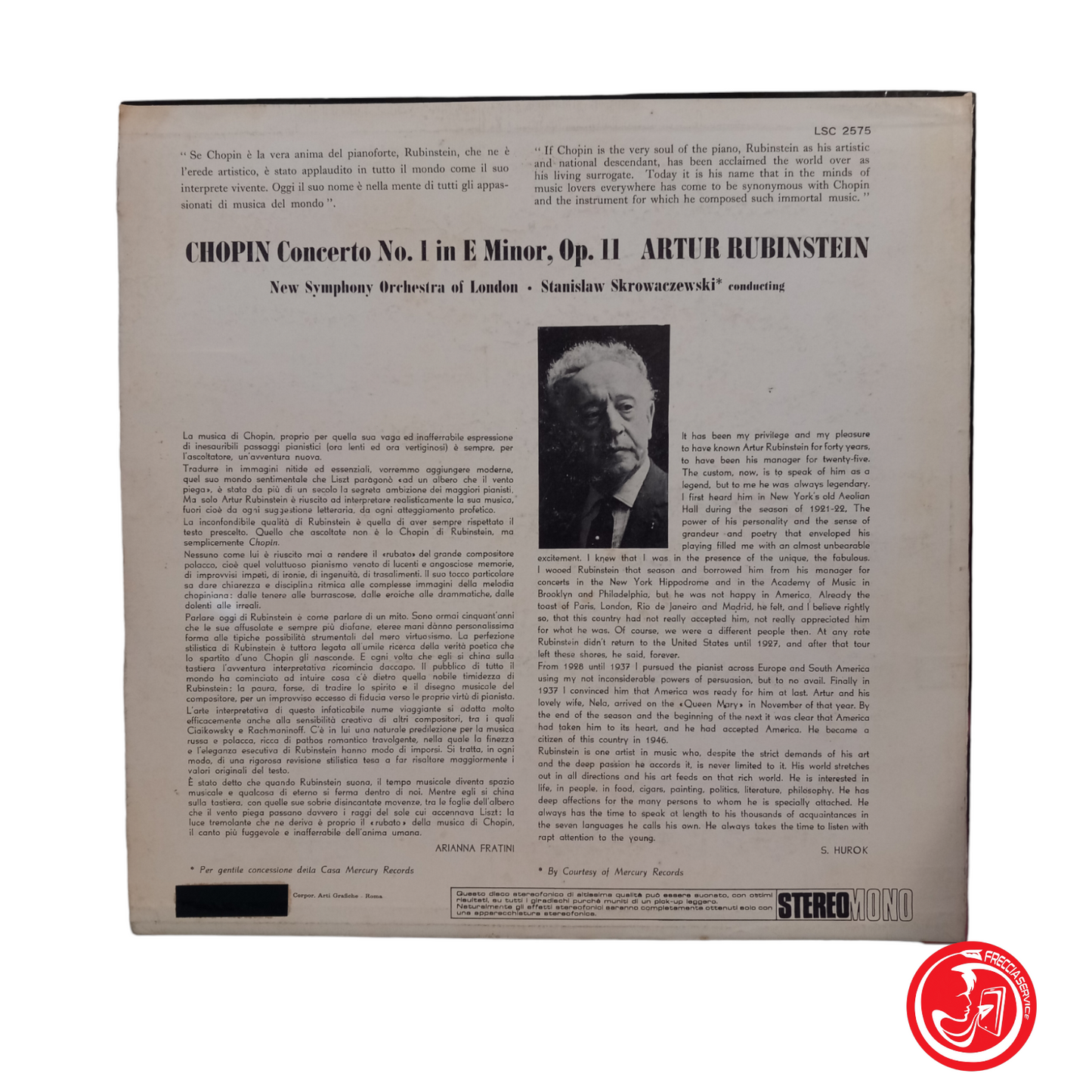 RUBINSTEIN CHOPIN CONCERTO No. 1 New Symphony Orchestra of London