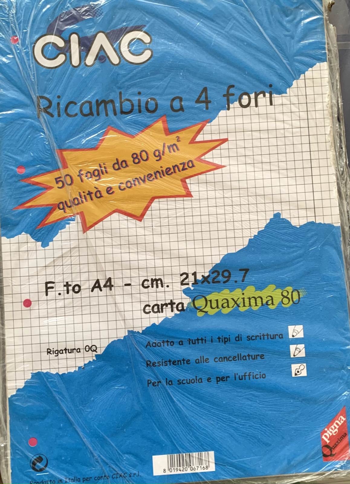 7 RICAMBI A 4 FORI QUADRETTI