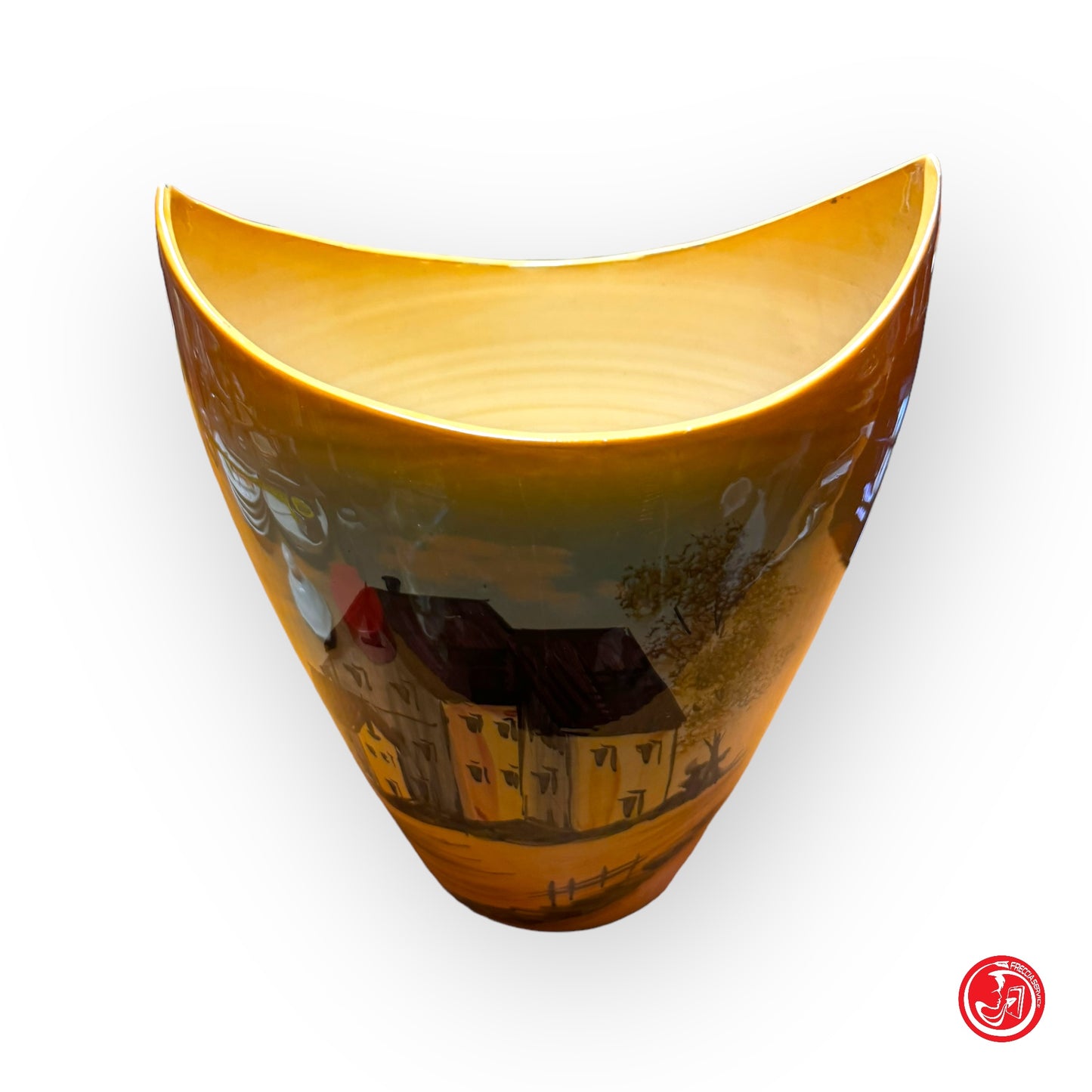 Vaso in ceramica con decorazione a mano e rifinito a lucido