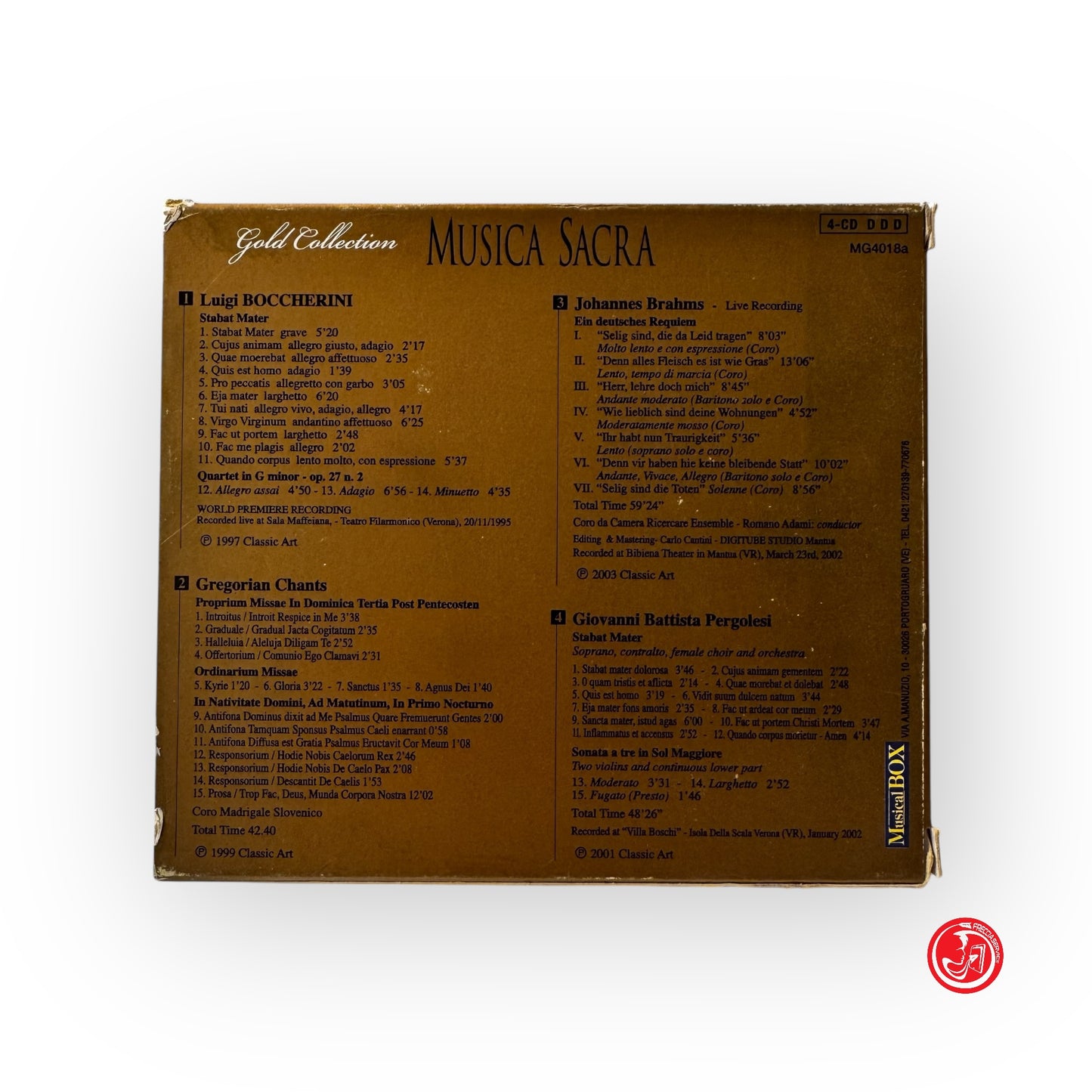 4 CD BOX - italiano - Musica Sacra - Gold Collection