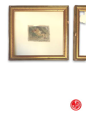 4 paintings made with the drawing technique - original signature