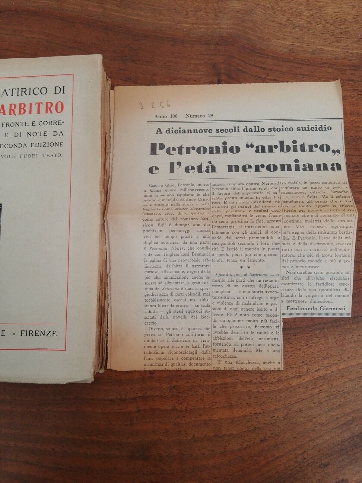 Il romanzo satirico di Petronio Arbitro, Sansoni, 1930 + articolo