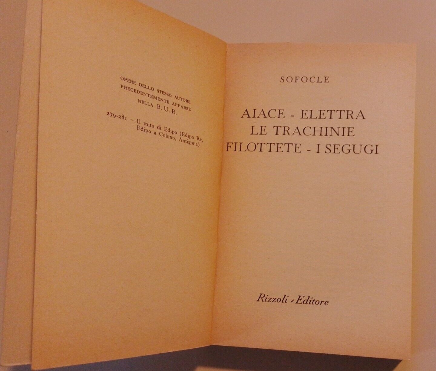 Sofocle, AIACE-ELETTRA-LE TRACHINIE-FILOTTETE-I SEGUGI, B.U.R. 1953
