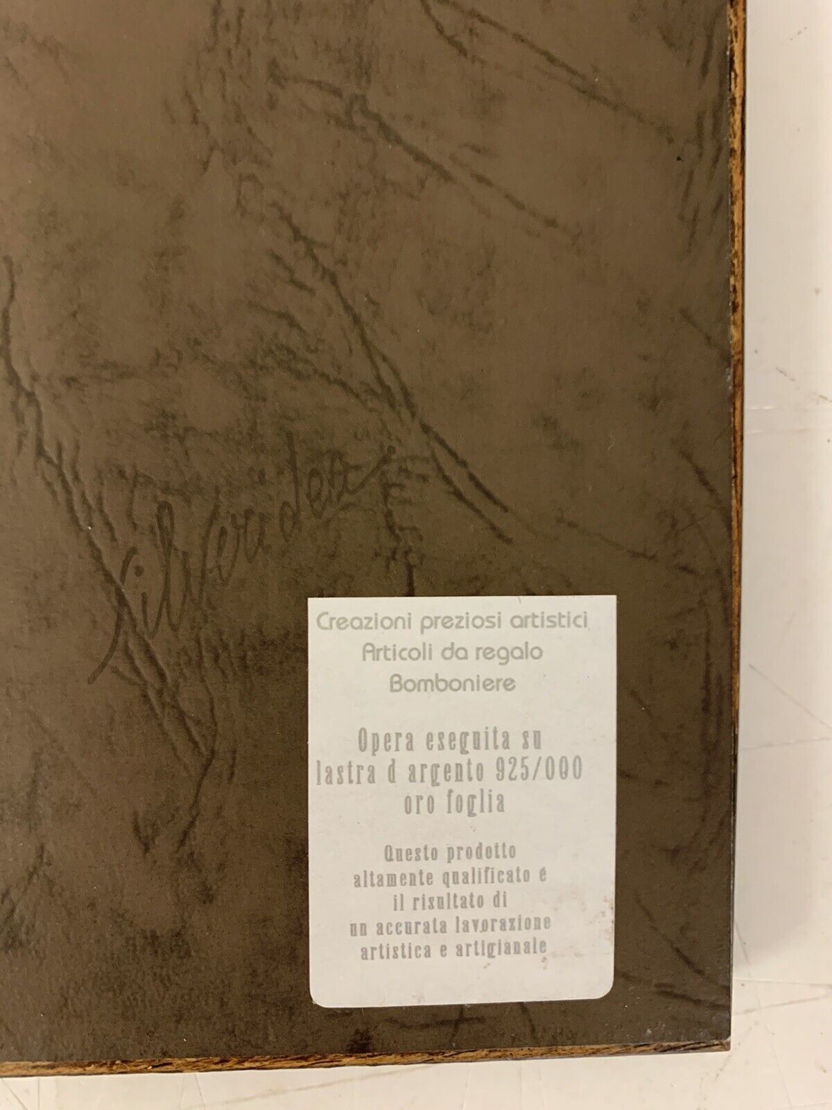 Photo vintage sur plaque d'argent à la feuille d'or 925/000