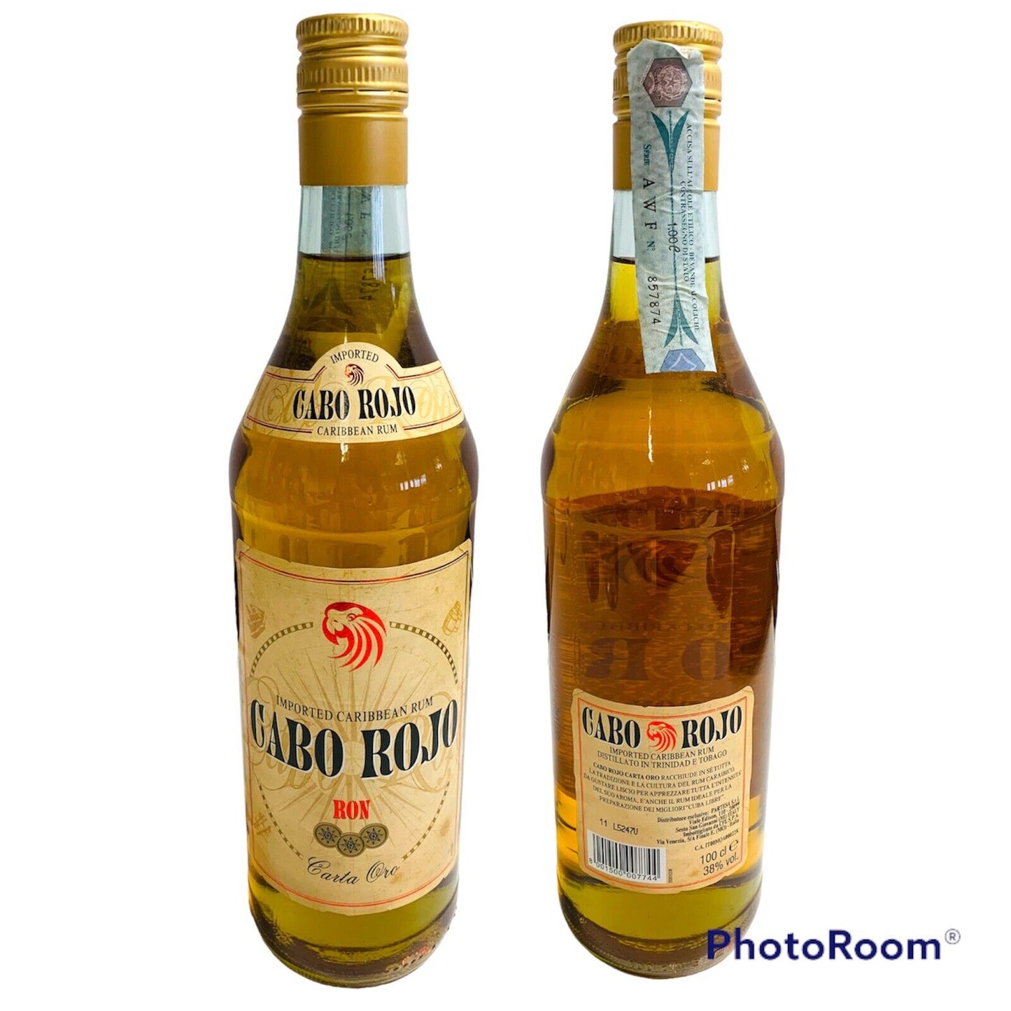 Bottiglia da collezione Cabo Rojo Caribbean Rum Ron carta oro