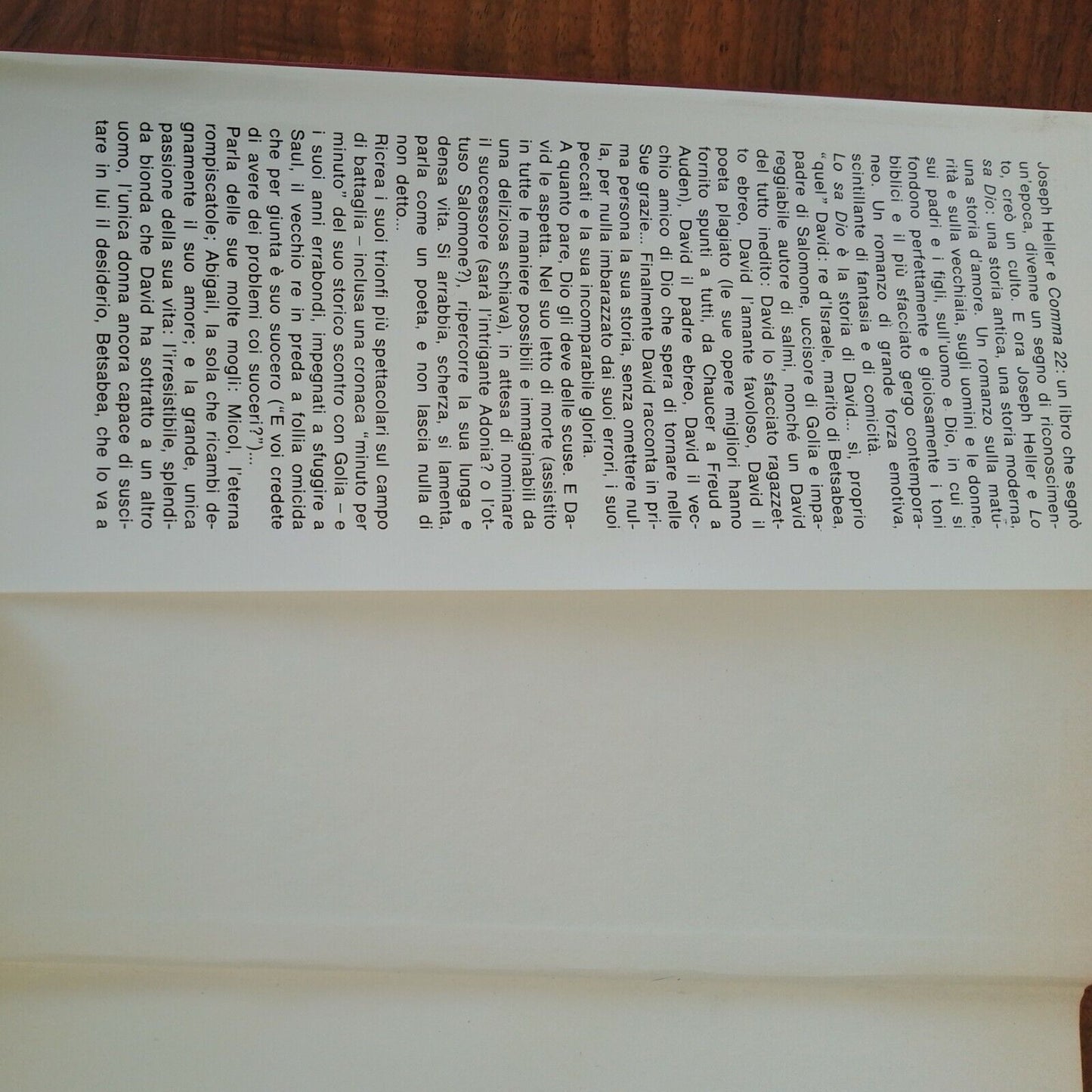 God knows, Joseph Heller, Mondadori 1985 + article