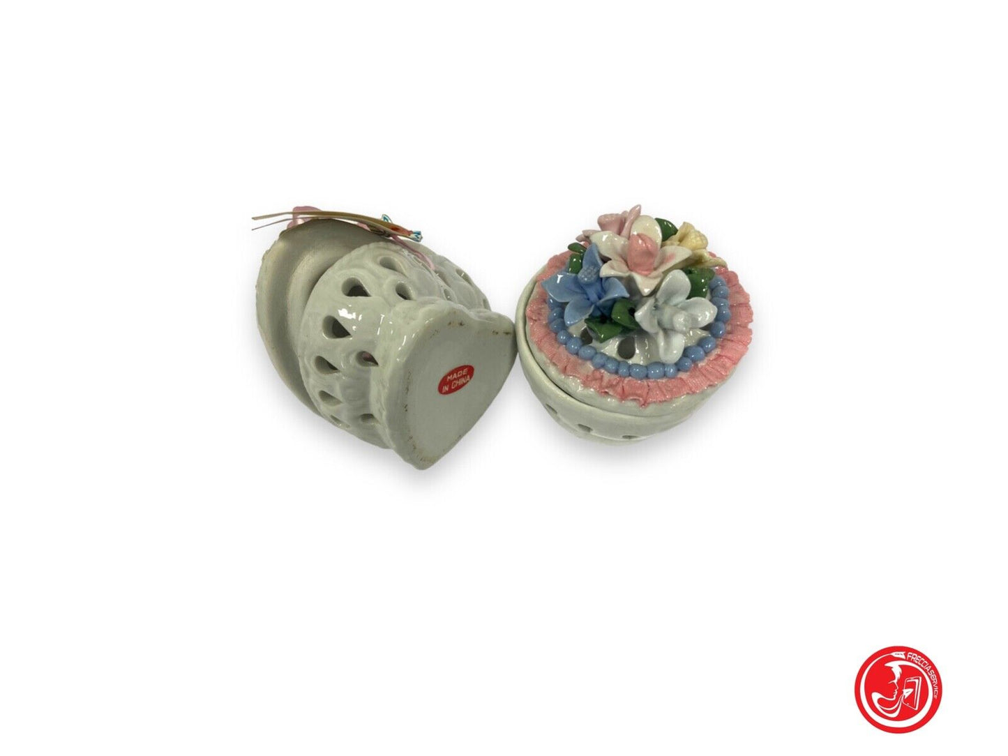 Coppia di bomboniere in ceramica