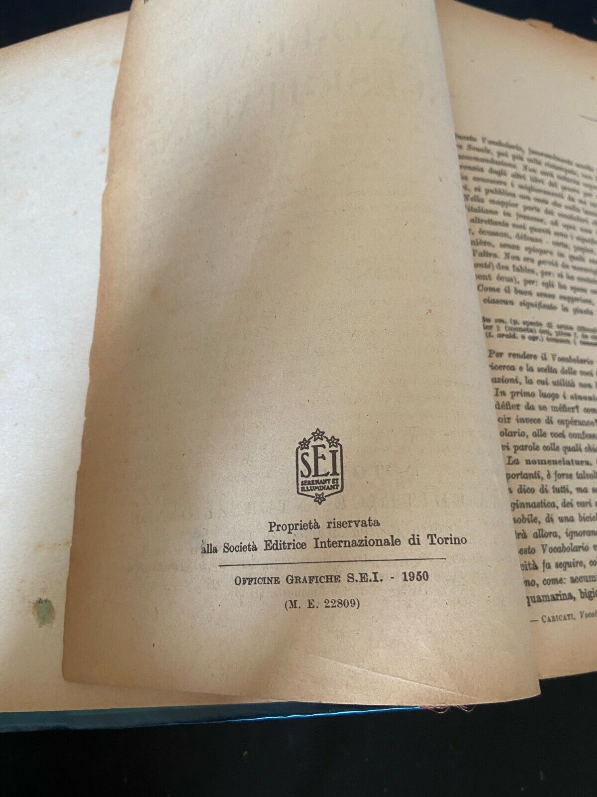 Libri - Vocabolario italiano - francese - 1950