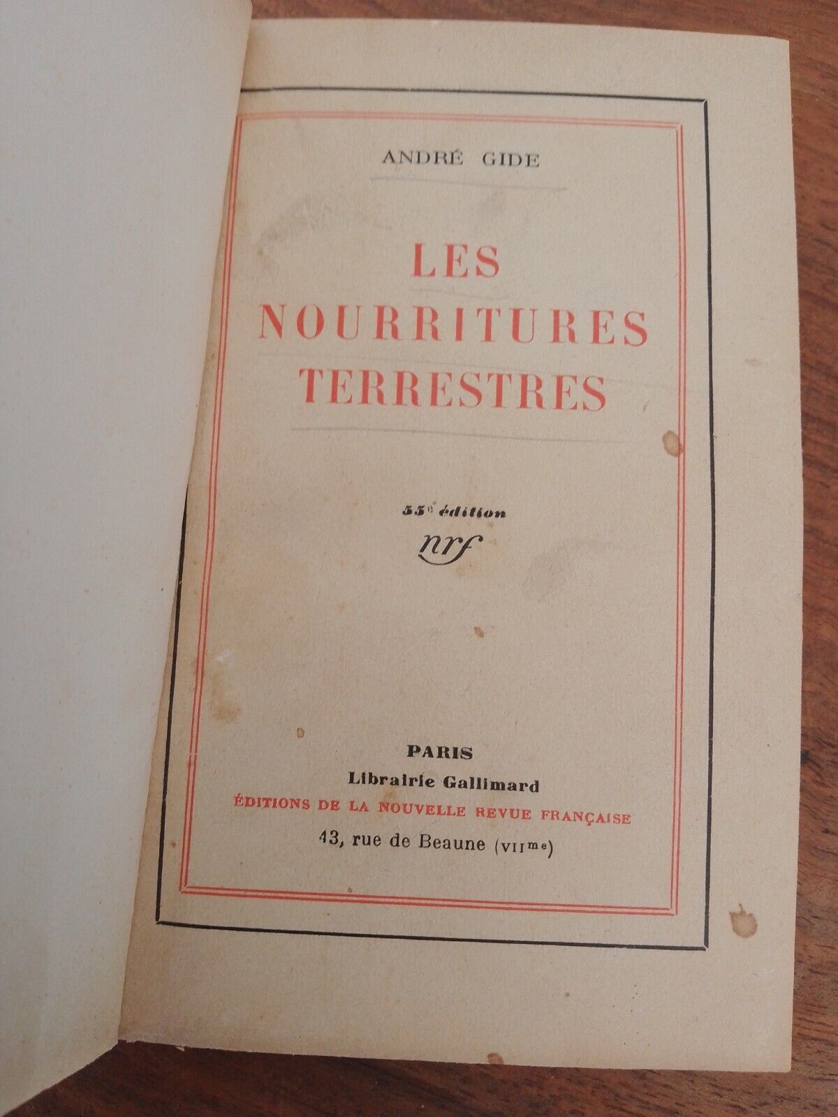 Les nourritures terrestres - A. Gide - Gallimard 1921 + articoli