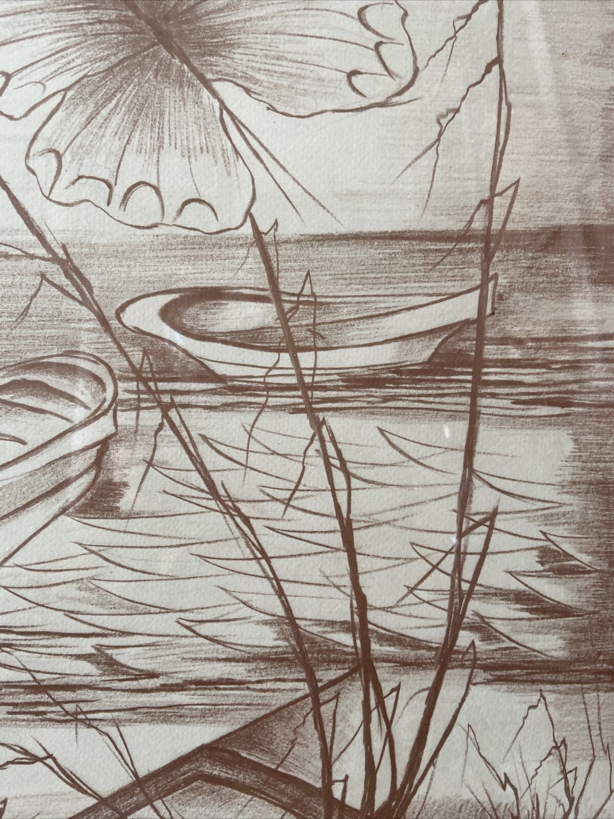 Tableau Dans La Vallée De Comacchio Dessin signé