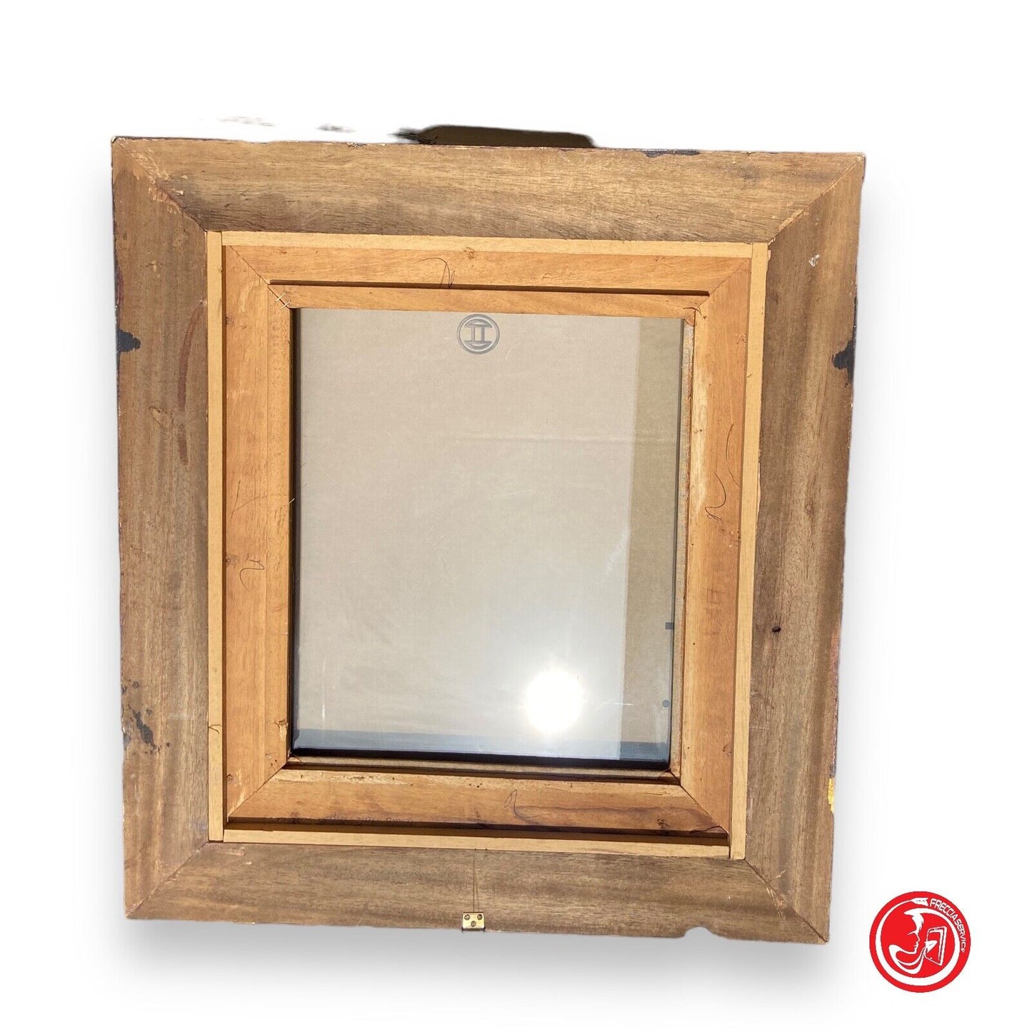 Cornice in legno con verniciatura dorata e vetro protettivo 28,5 x 38 cm