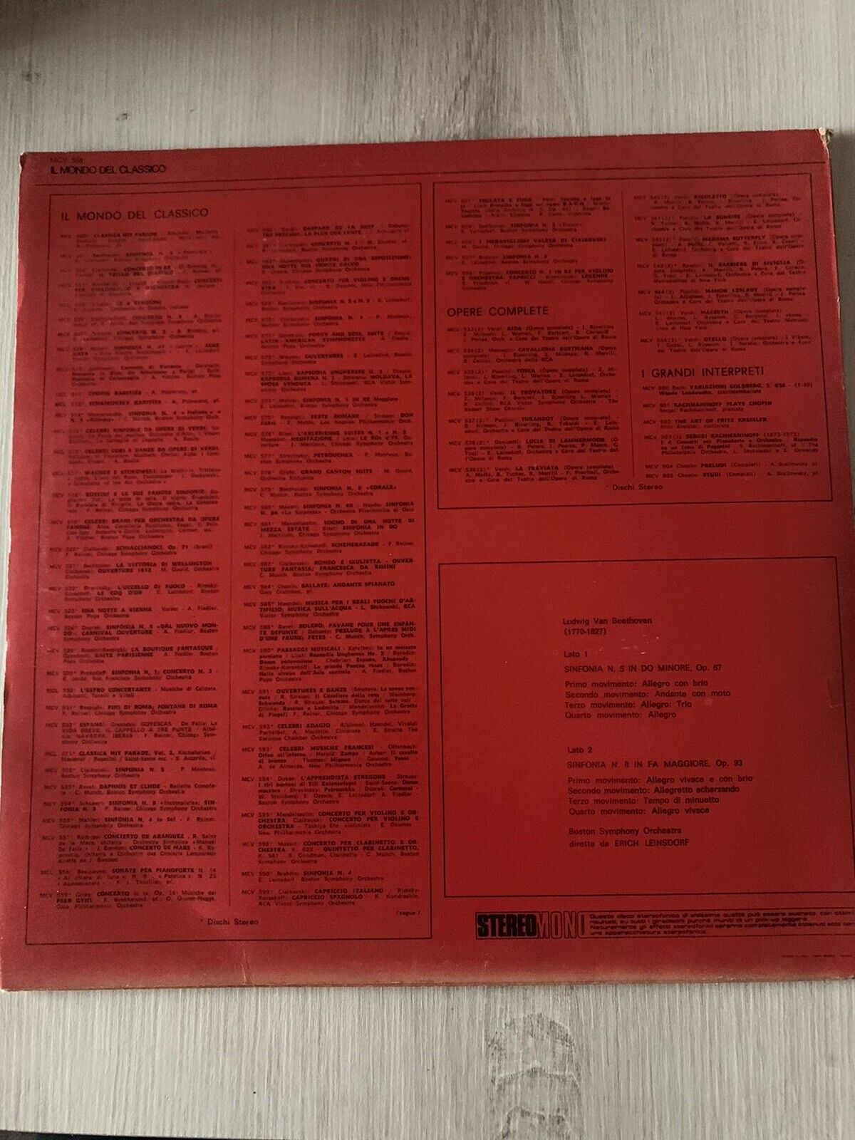 Erich Leinsdorf Boston Symphony Orchestra- Beethoven sinfonia n. 5/8