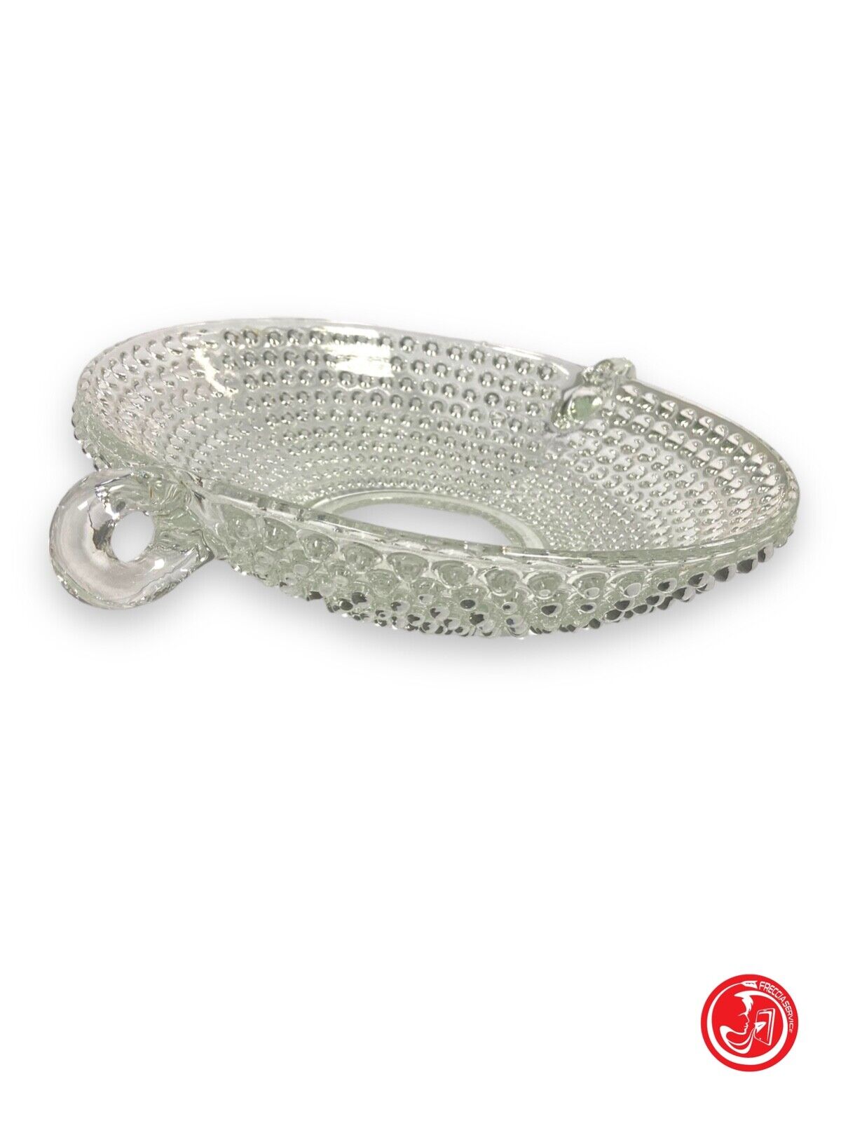 Vassoio in vetro con decorazioni in rilievo in vetro