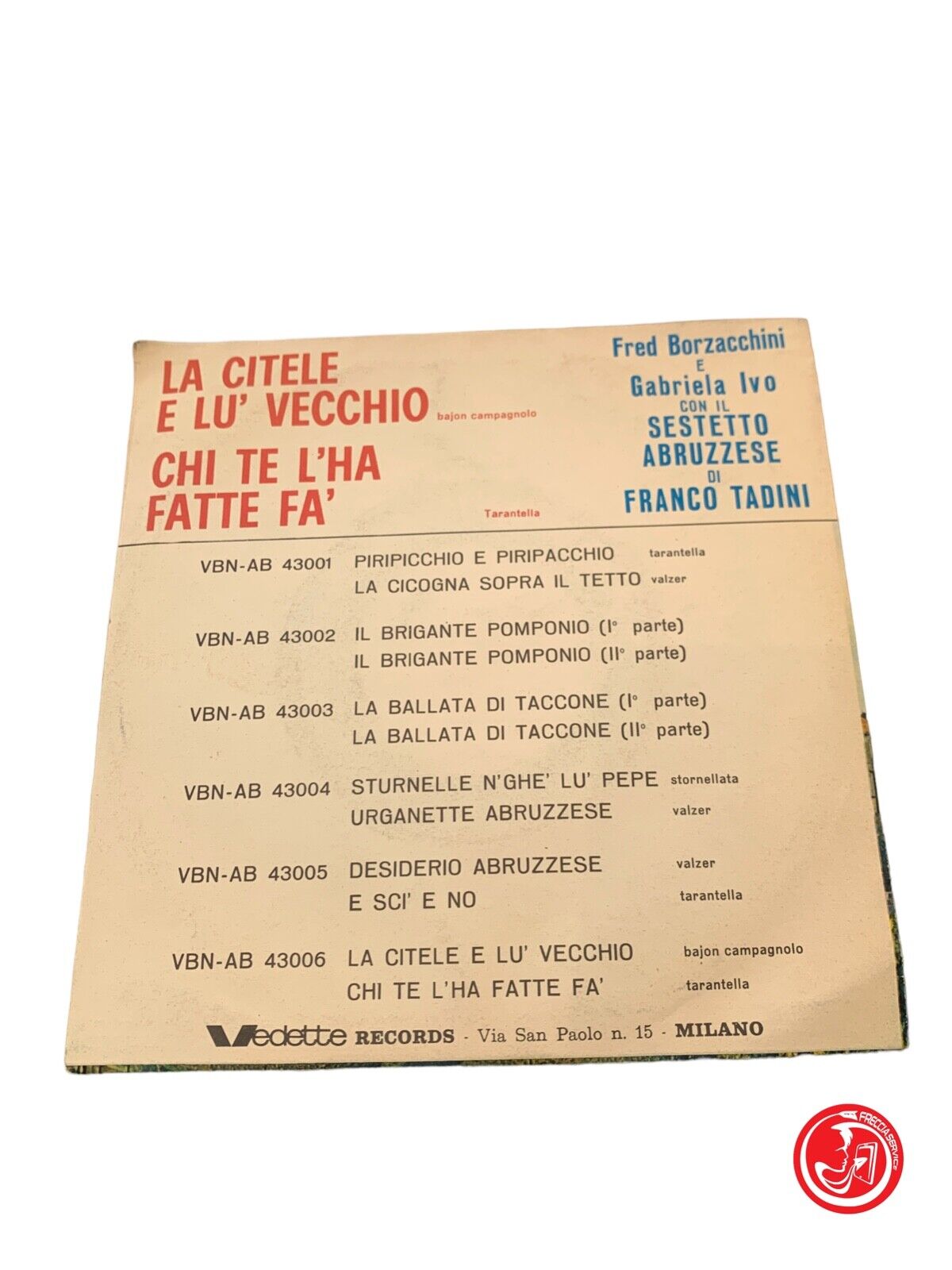 Fred Borzacchini et Gabriela Ivo avec le sextet des Abruzzes de Franco Tadini