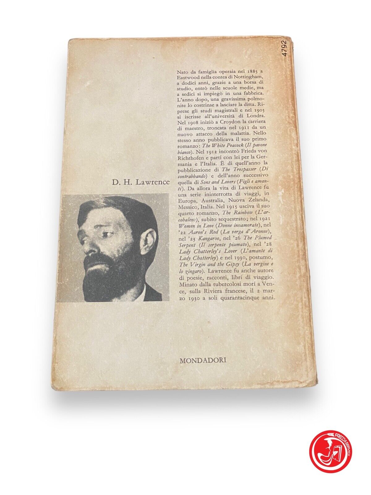 L'amant de Lady Chatterley - DH Lawrence, Mondadori 1946