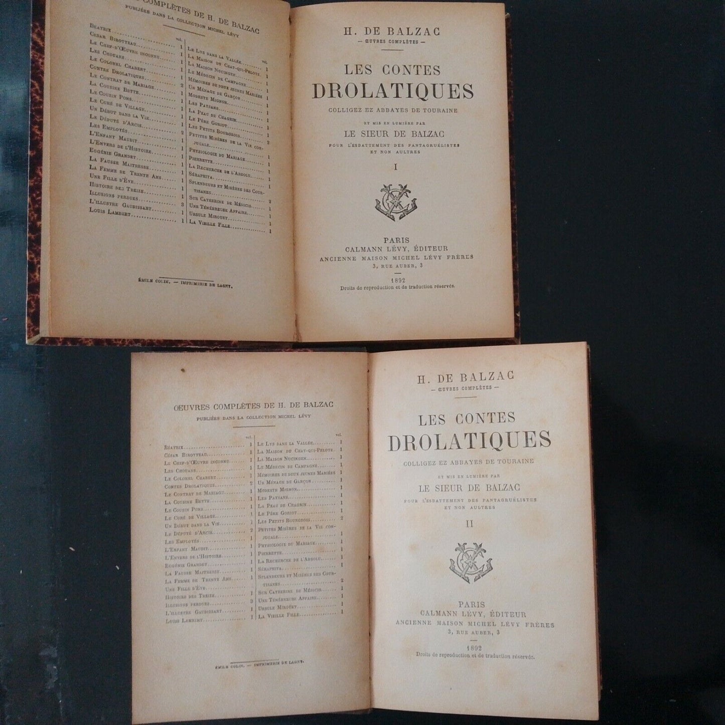 Les contes drolatiques, H. De Balzac, ed. Calmann Levy 1892, 2 volumi