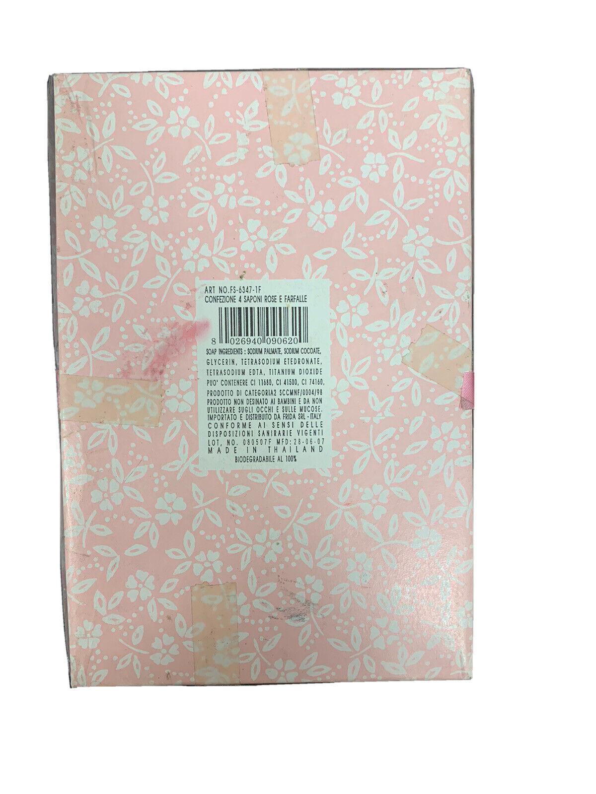 Pack de 4 savons rose et papillon