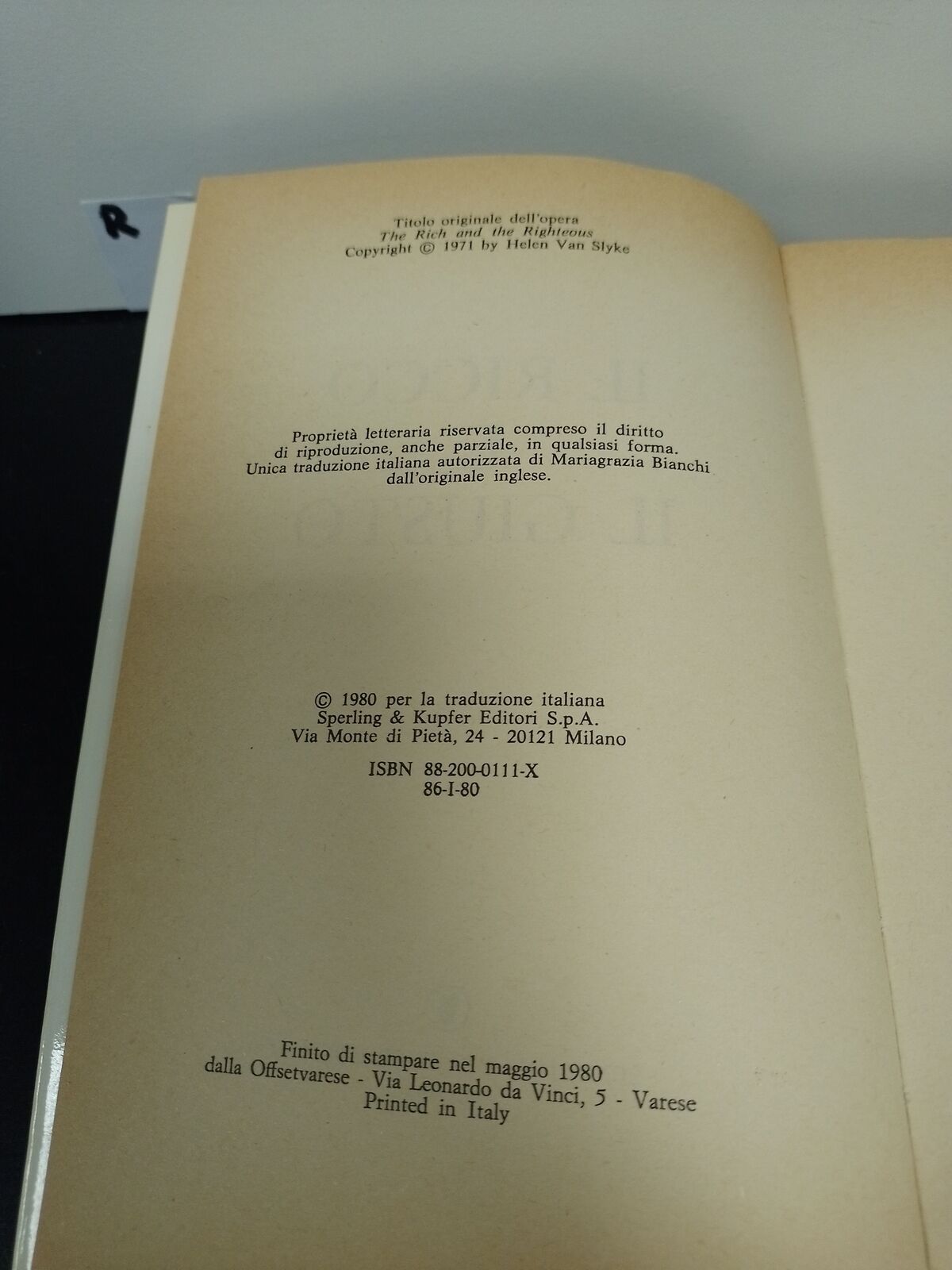 IL RICCO E IL GIUSTO HELEN VAN SLYKE