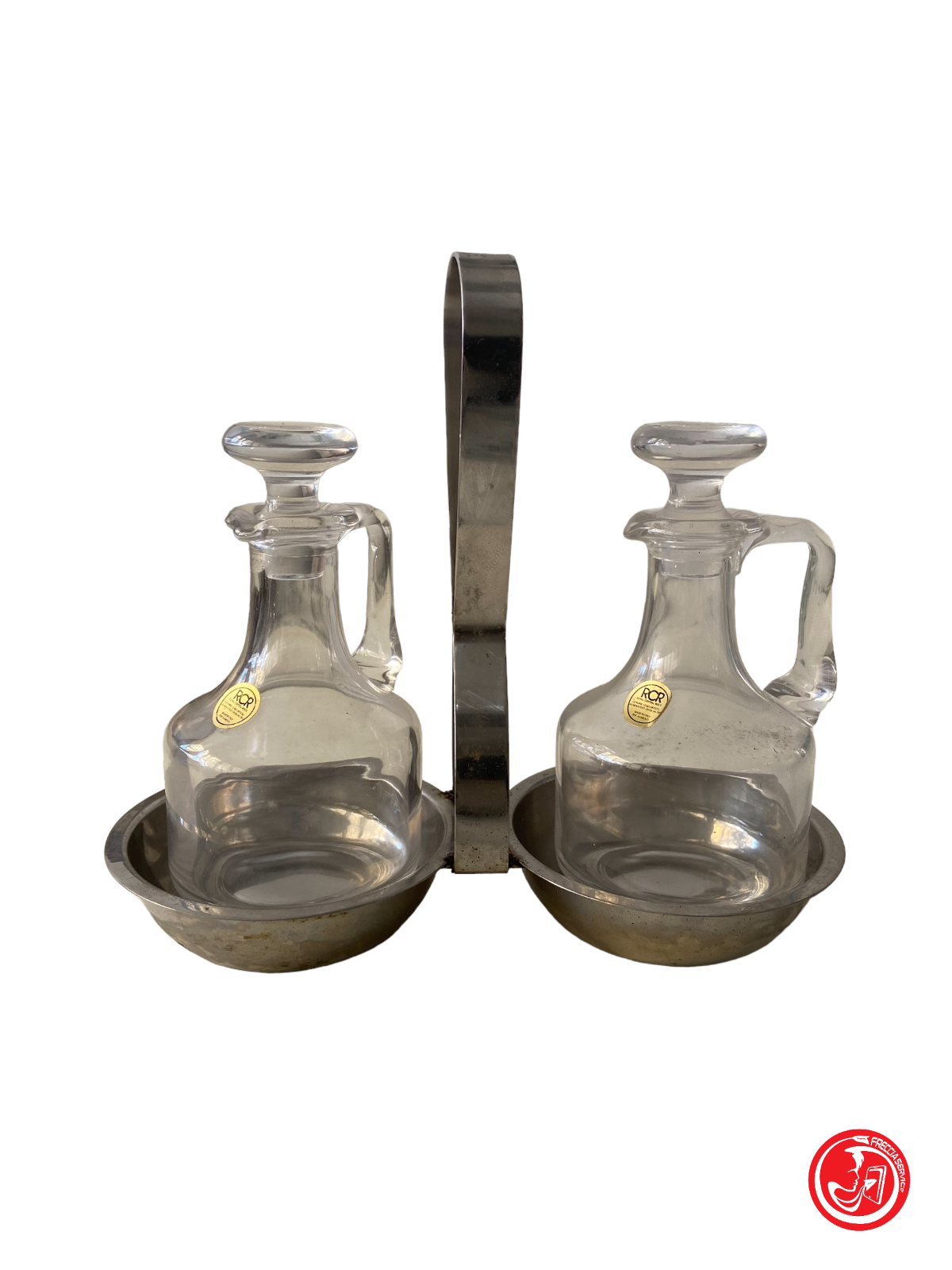 Oliera e acetiera in vetro con supporto metallico – FRECCIA SERVICE