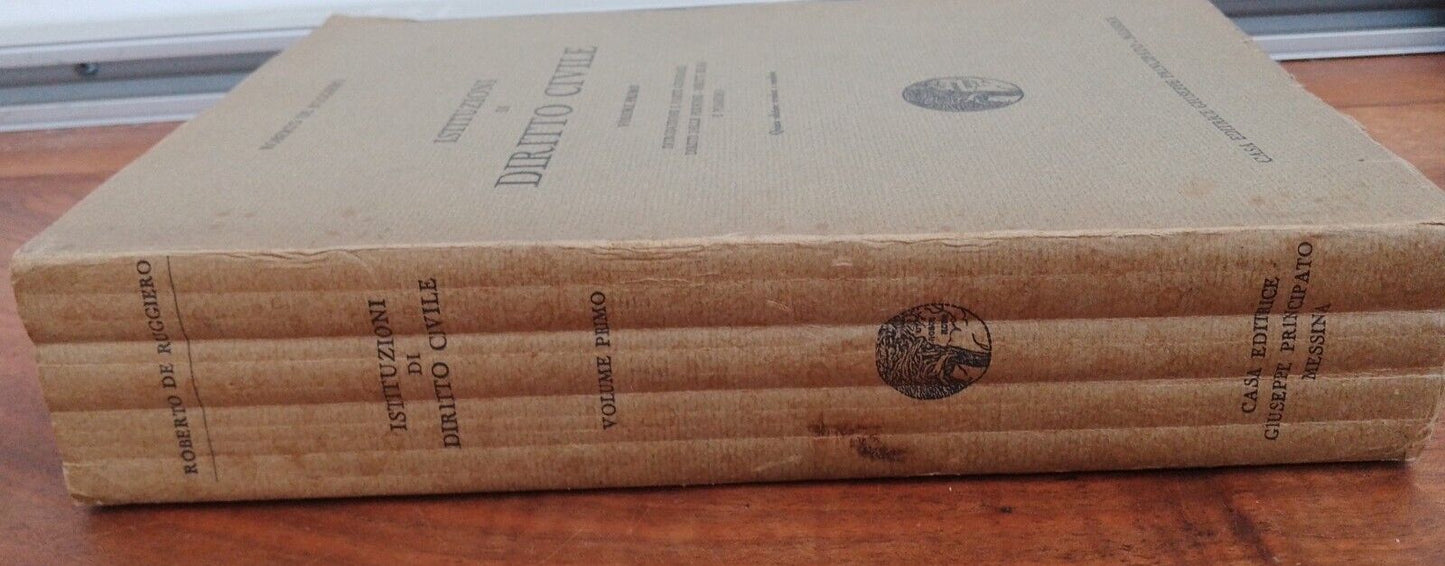 Institutions de droit civil vol. 1 - Roberto De Ruggiero - Ed. Principato 1929