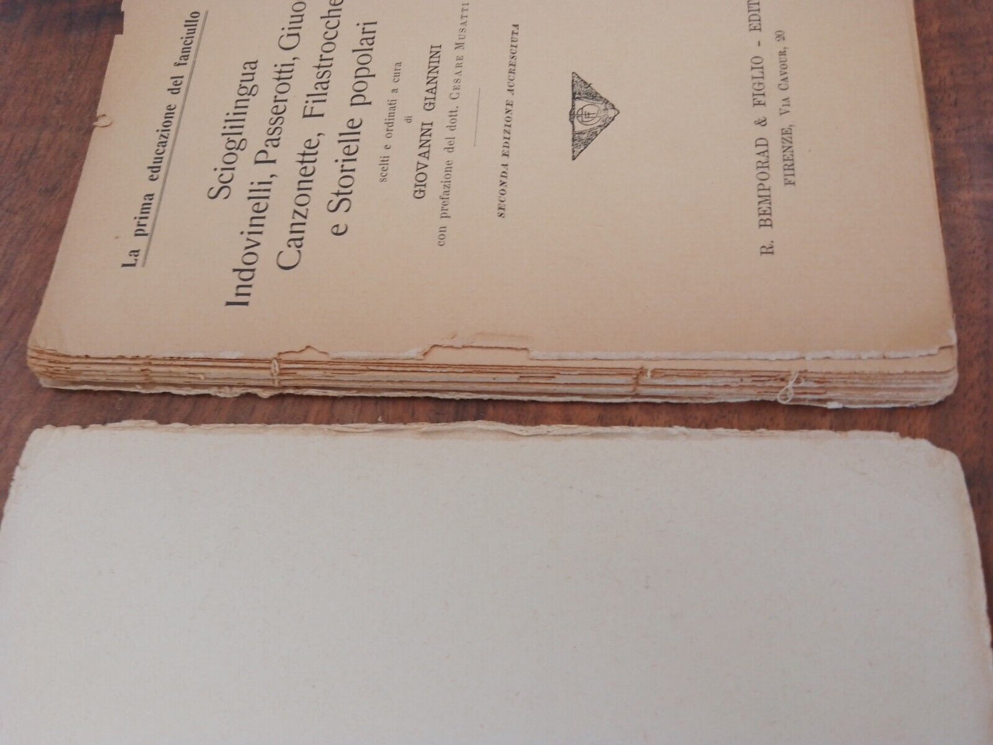 Scioglilingua, Indovinelli - Passerotti, ...- G. Giannini, II ed. 1924 RARO
