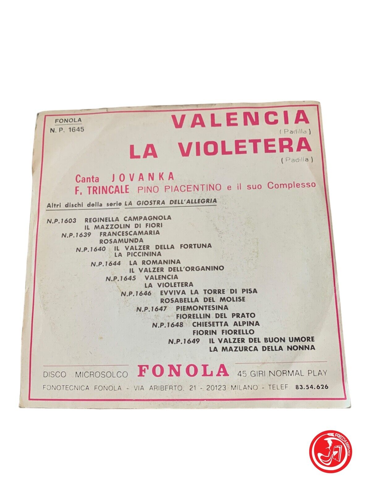 Franco Trincale / Jovanka – Valencia / La Violetera