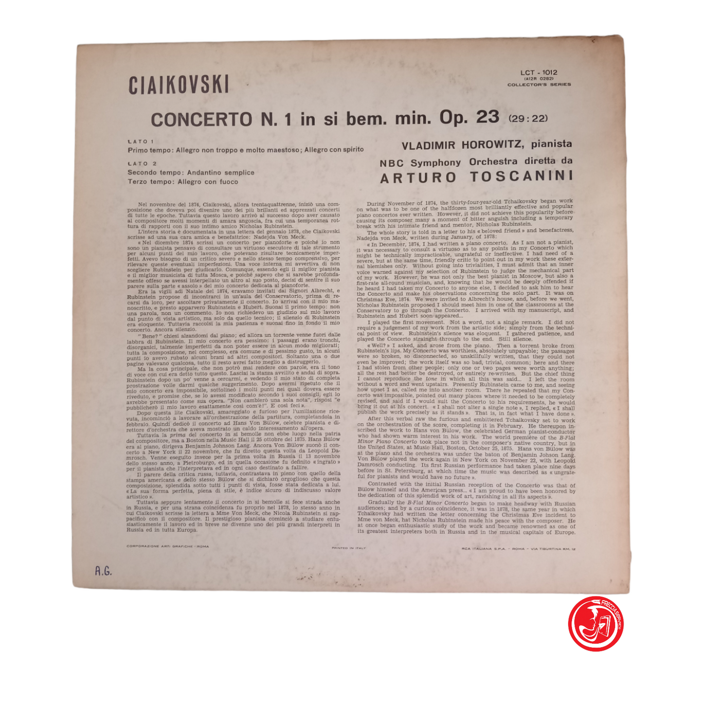 CIAIKOVSKI Concerto N. 1 Vladimir Horowitz, piantista