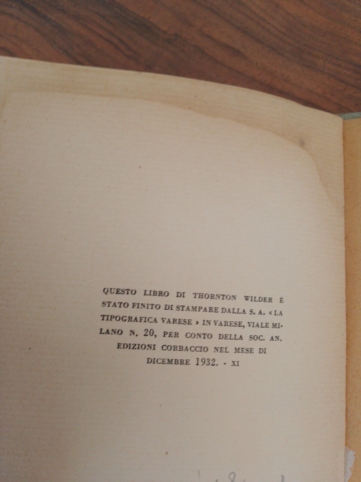 La Cabala - T. Wilder - Corbaccio 1932