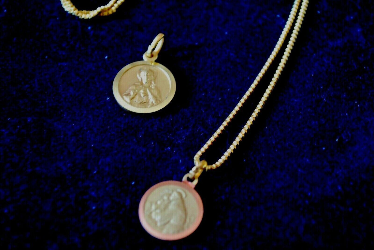 Collana vintage - medali di Sant'Antonio e Sacro Cuore di Gesù