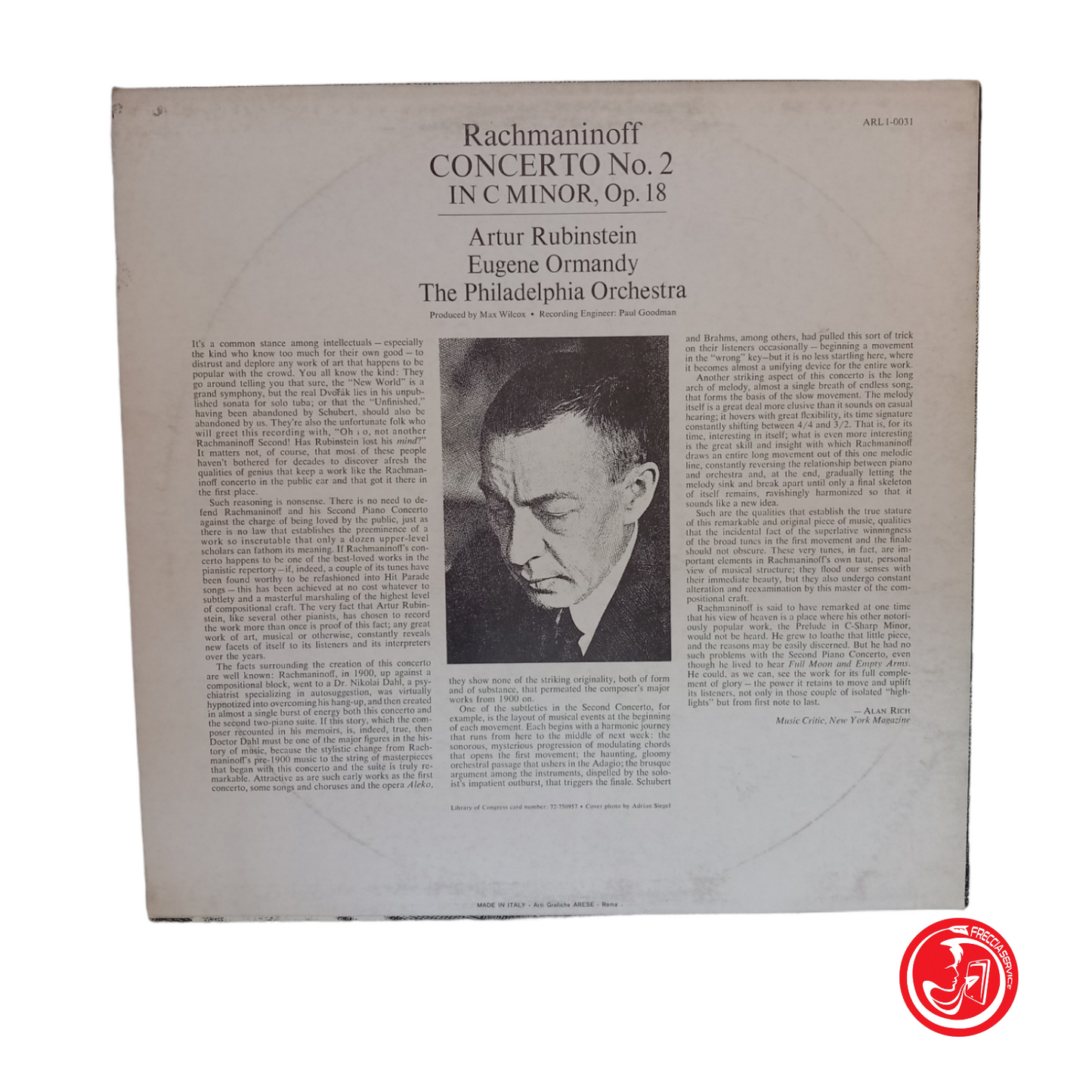 ARTHUR RUBINSTEIN Rachmaninoff: Piano Concerto No.2