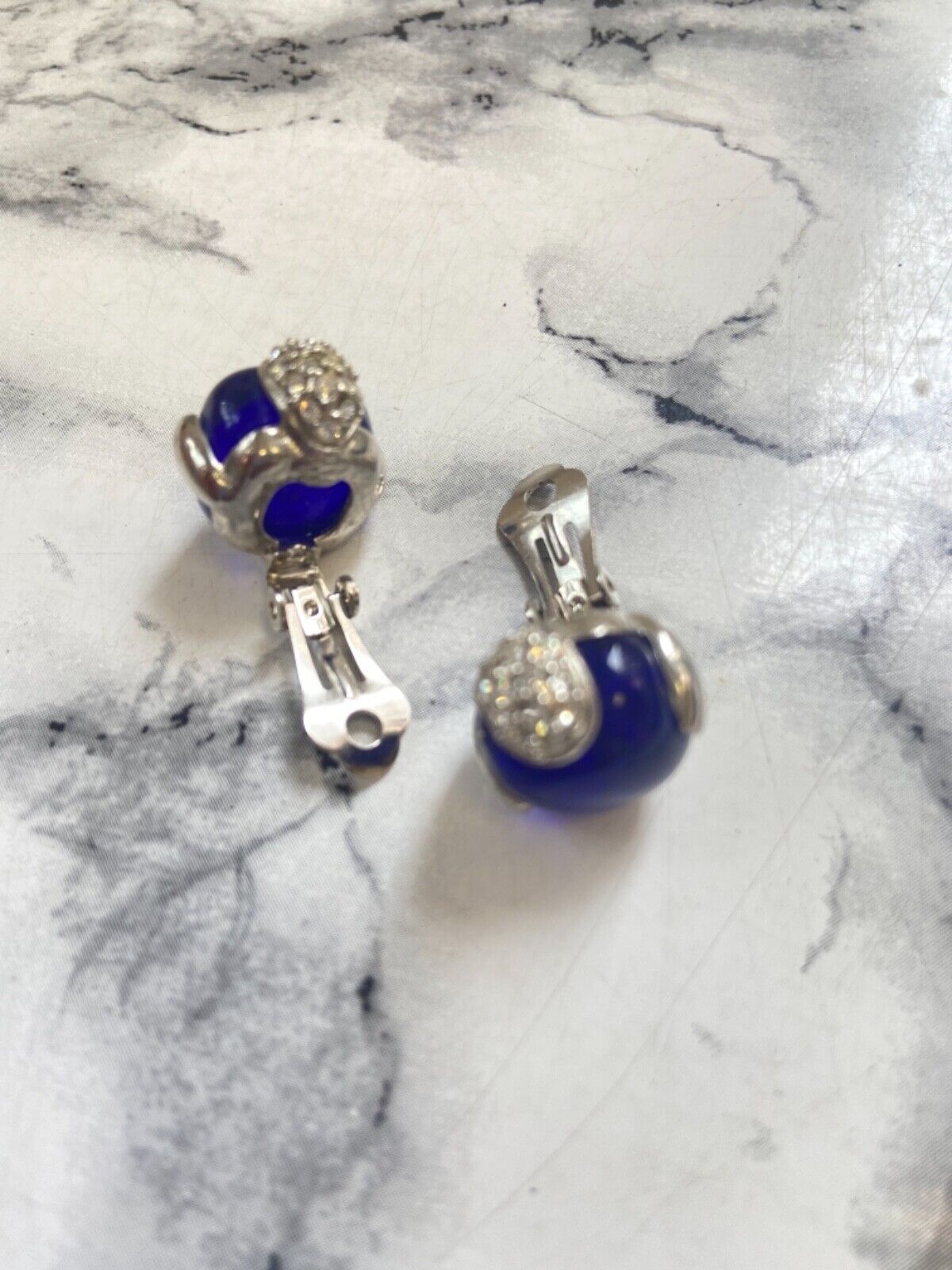 Boucles d'oreilles vintage - pierre bleue