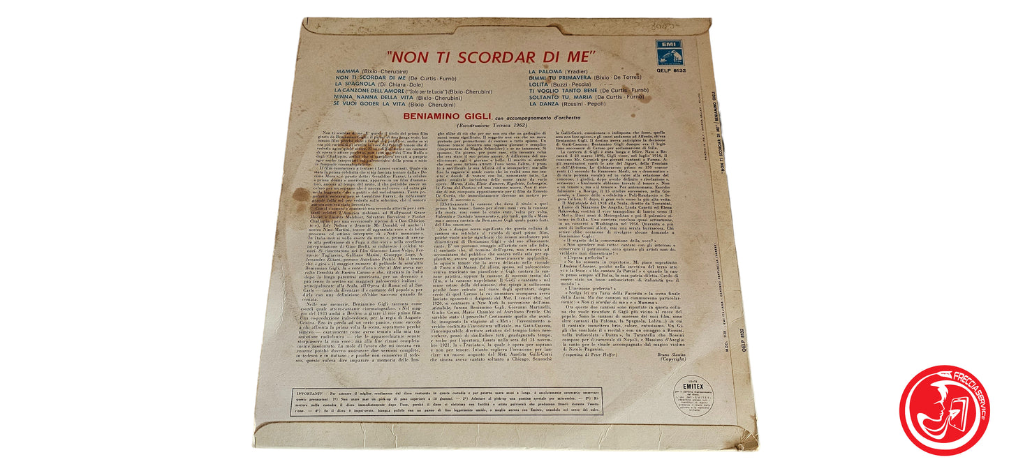 VINILE Beniamino Gigli – Non Ti Scordar Di Me