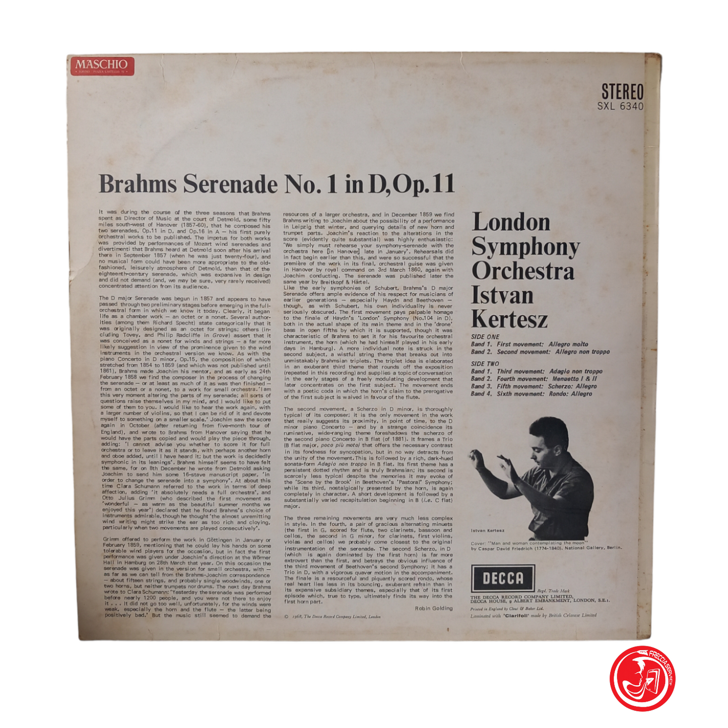 BRAHMS SERENADE NO. 1 IN D, Op. 11 LONDON SYMPHONY KERTESZ