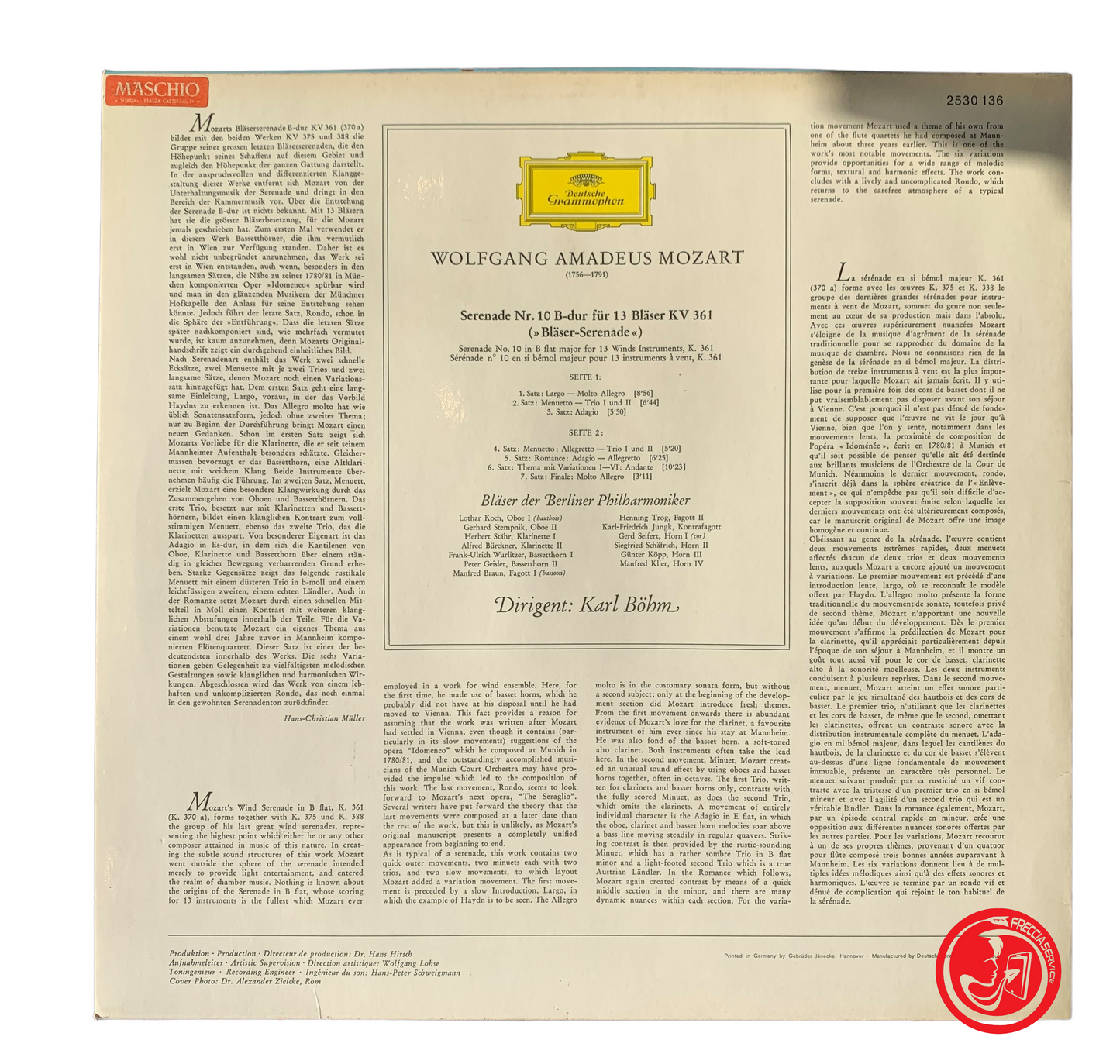 Mozart serenade fur 13 blaser kv361 Karl Bohm