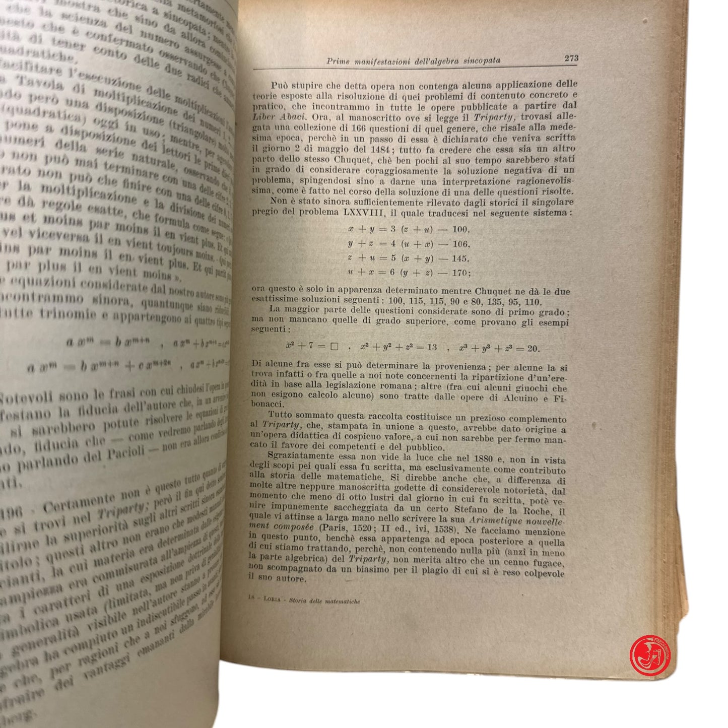 Matematica - G. Loria - Storia delle matematiche dall'alba della civiltà al tram