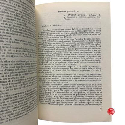 Matematica - Colloque international unesco - Bucarest 1966
