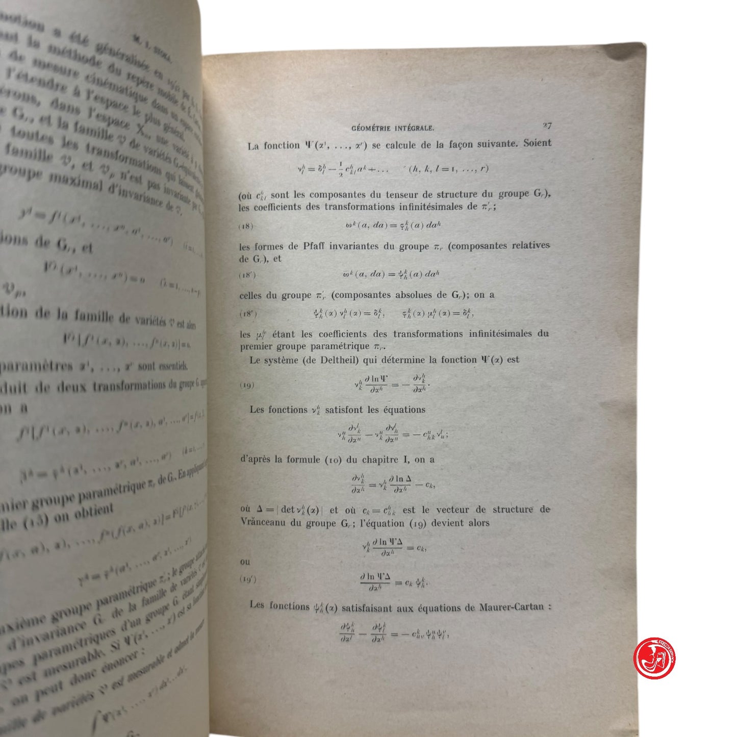 Matematica - M. Stoka - Geometrie integrale - Paris, 1968
