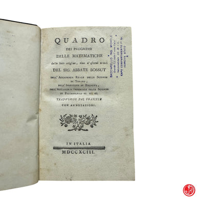 Matematica - Quadro dei progressi delle matematiche - In Italia MDCCXCIIL