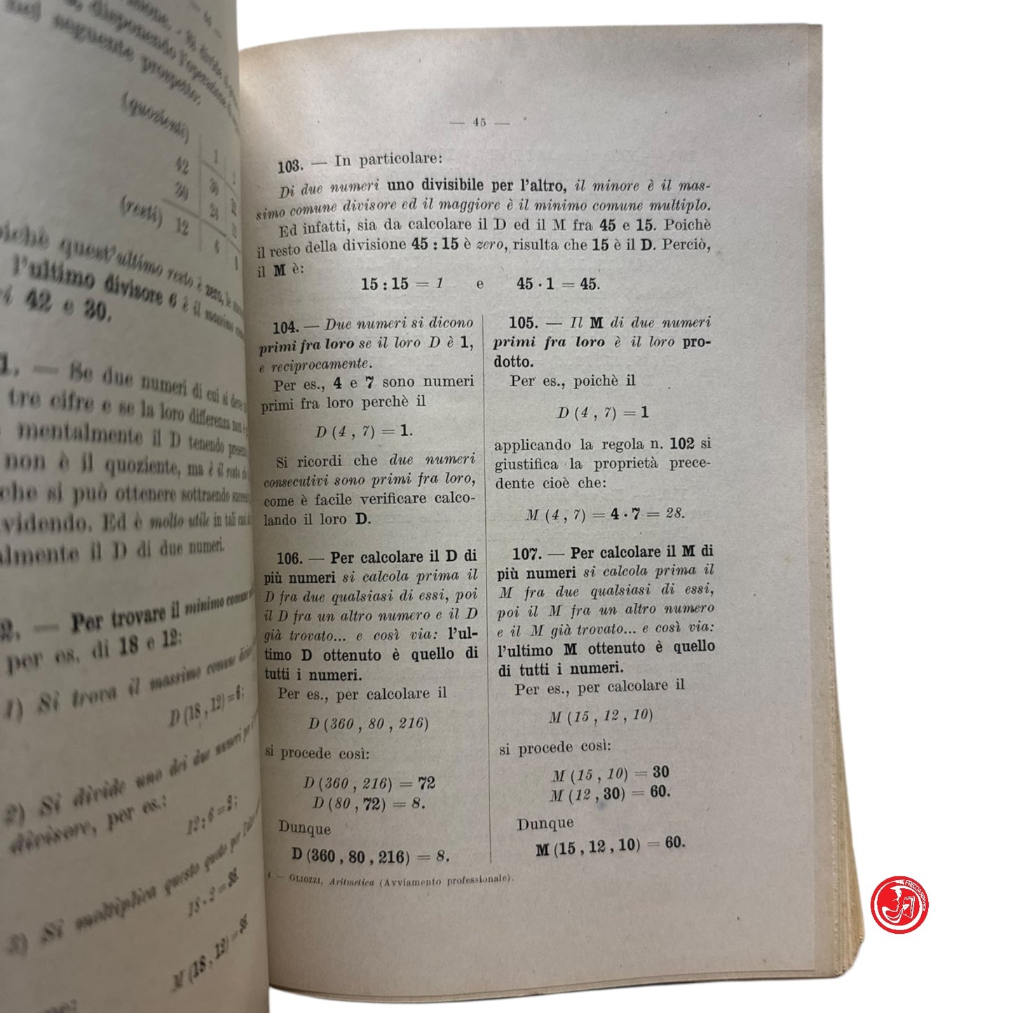 Matematica - G. Gliozzi - Aritmetica con oltre 1600 esercizi e relative risposte