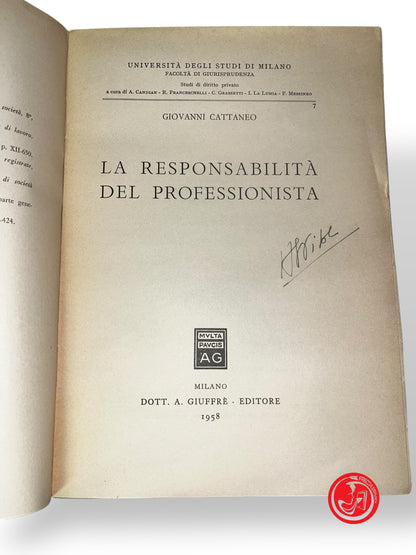LIBRO LA RESPONSABILITà DEL PROFESSIONISTA - GIOVANNI CATTANEO