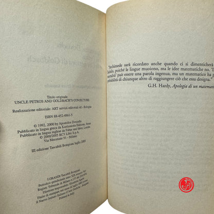 Narrativa / Romanzo - A. Doxiadis - Zio petros e la congettura di Goldbach