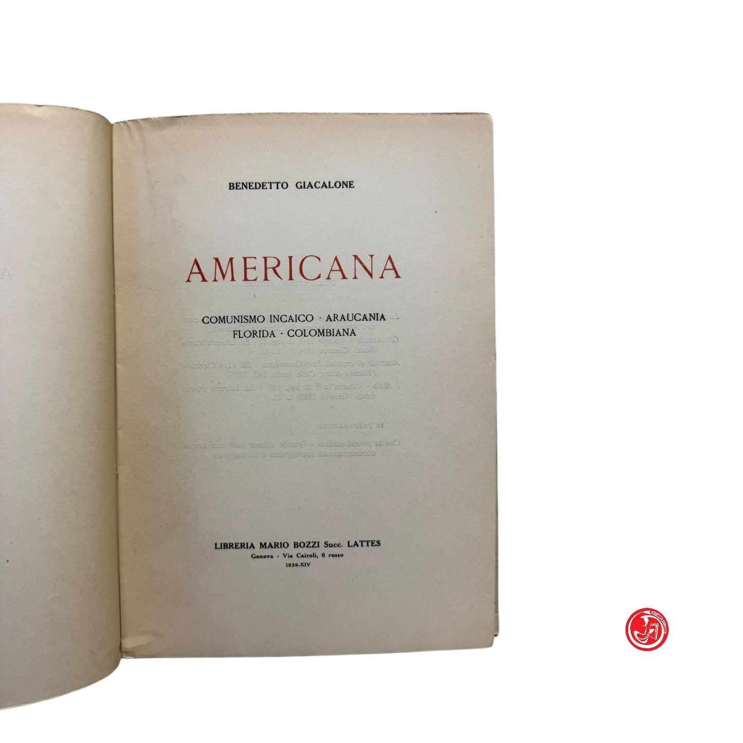 Saggistica - B. Giacalone - Americana - Lattes, Genova 1936