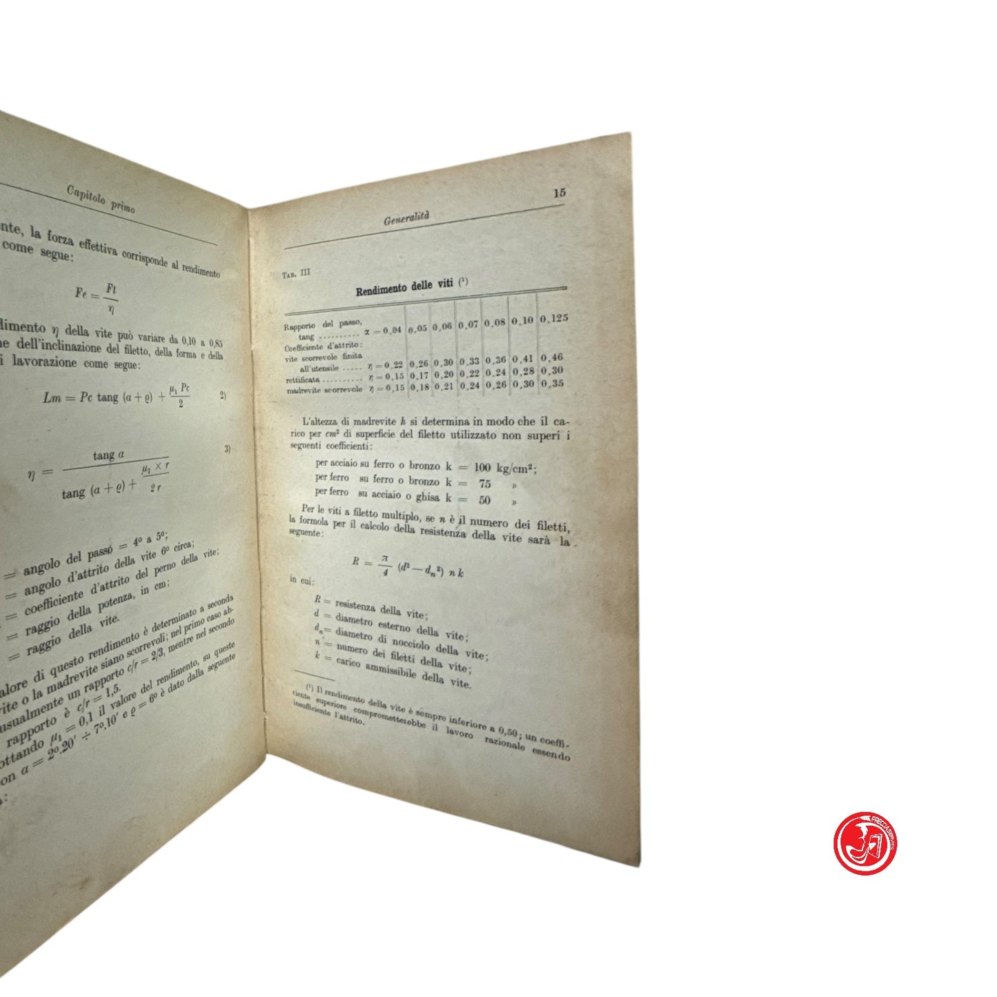 Manuale tecnico - L. Gazzaniga - Il libro delle filettature - Hoelpi, 1945