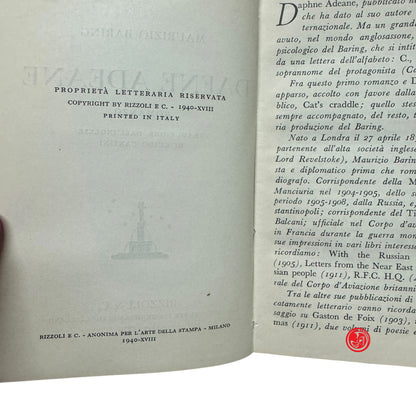 Narrativa sentimentale - M. Baring - Dafne Adeane - Rizzoli 1940