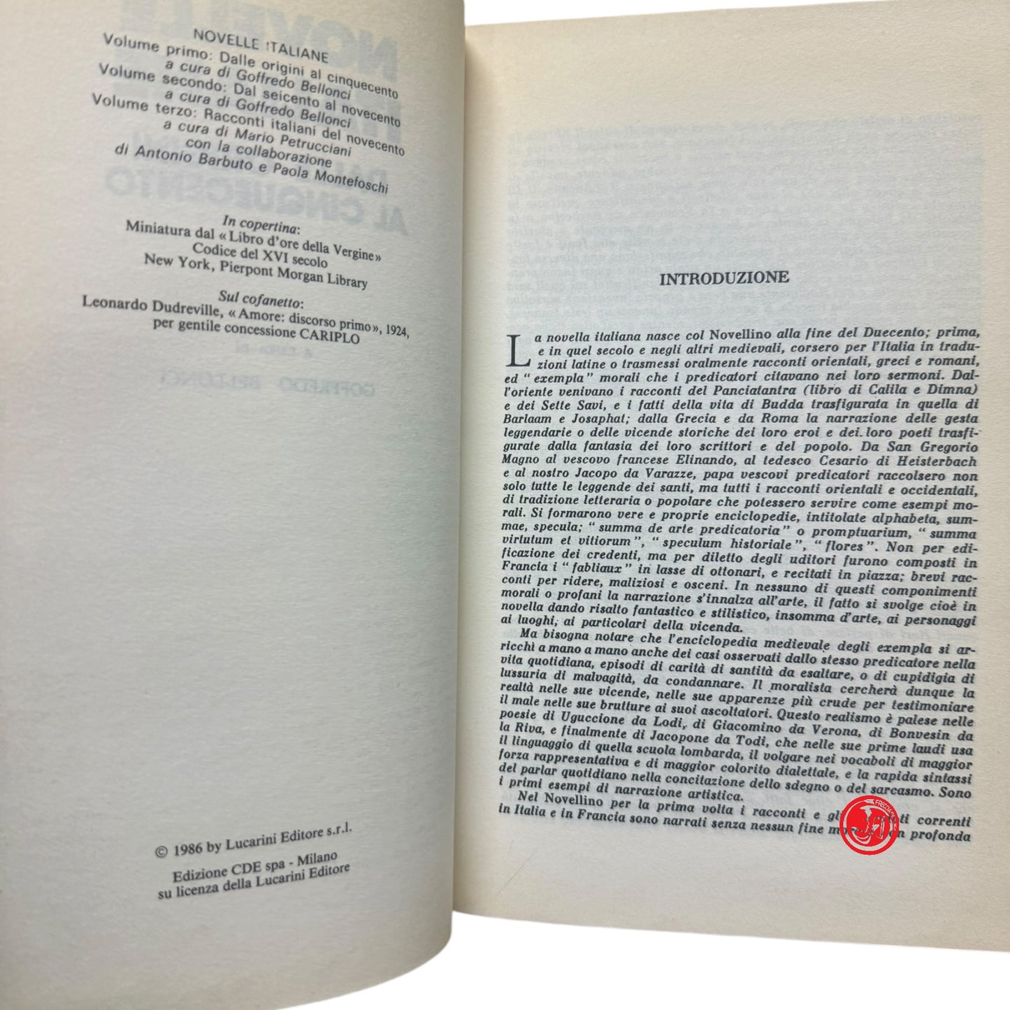 Letteratura italiana / Antologia - Novelle italiane - Dalle origini al Cinquecento