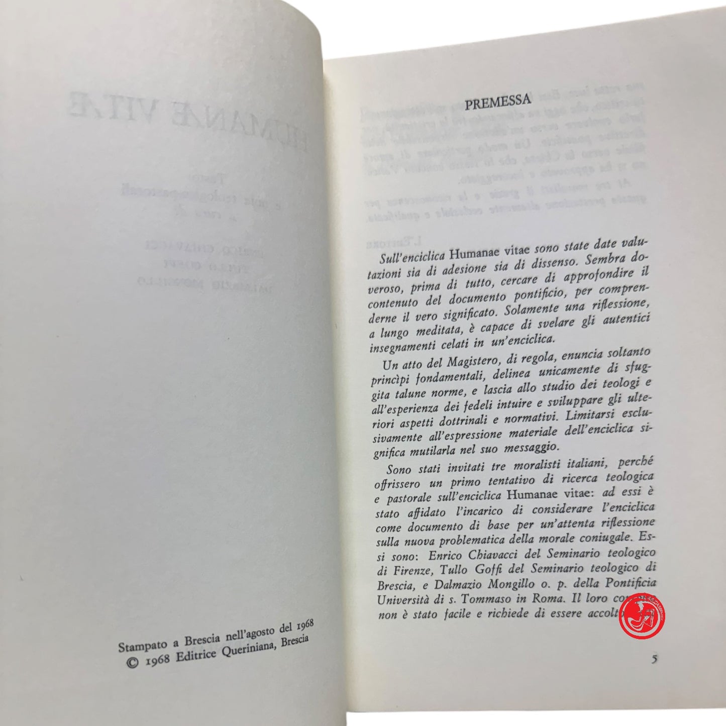 Religione - Humanae Vitae - Note teologico-pastorali