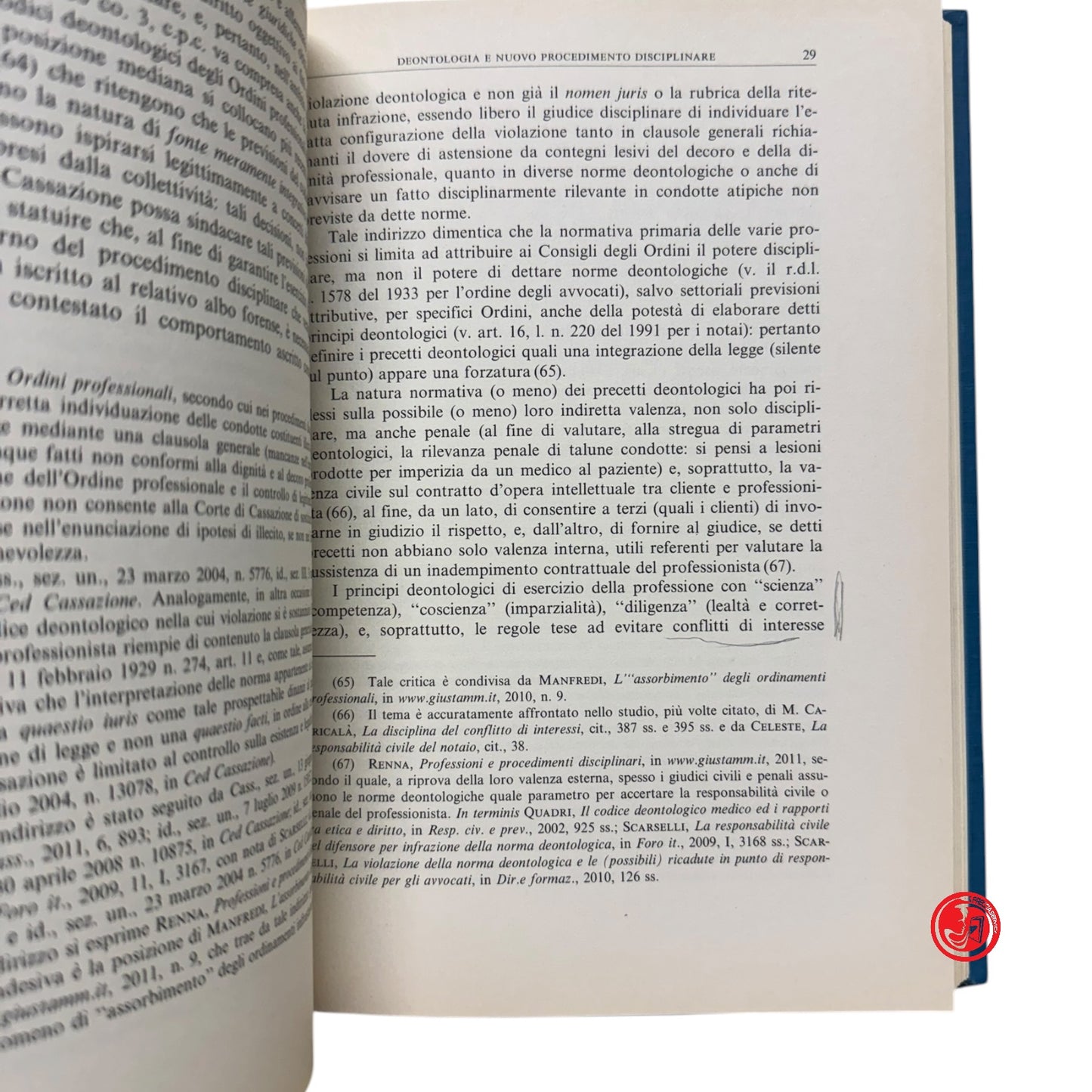 Giuridico - V. Tenore - Deontologia e nuovo procedimento disciplinare nelle libe