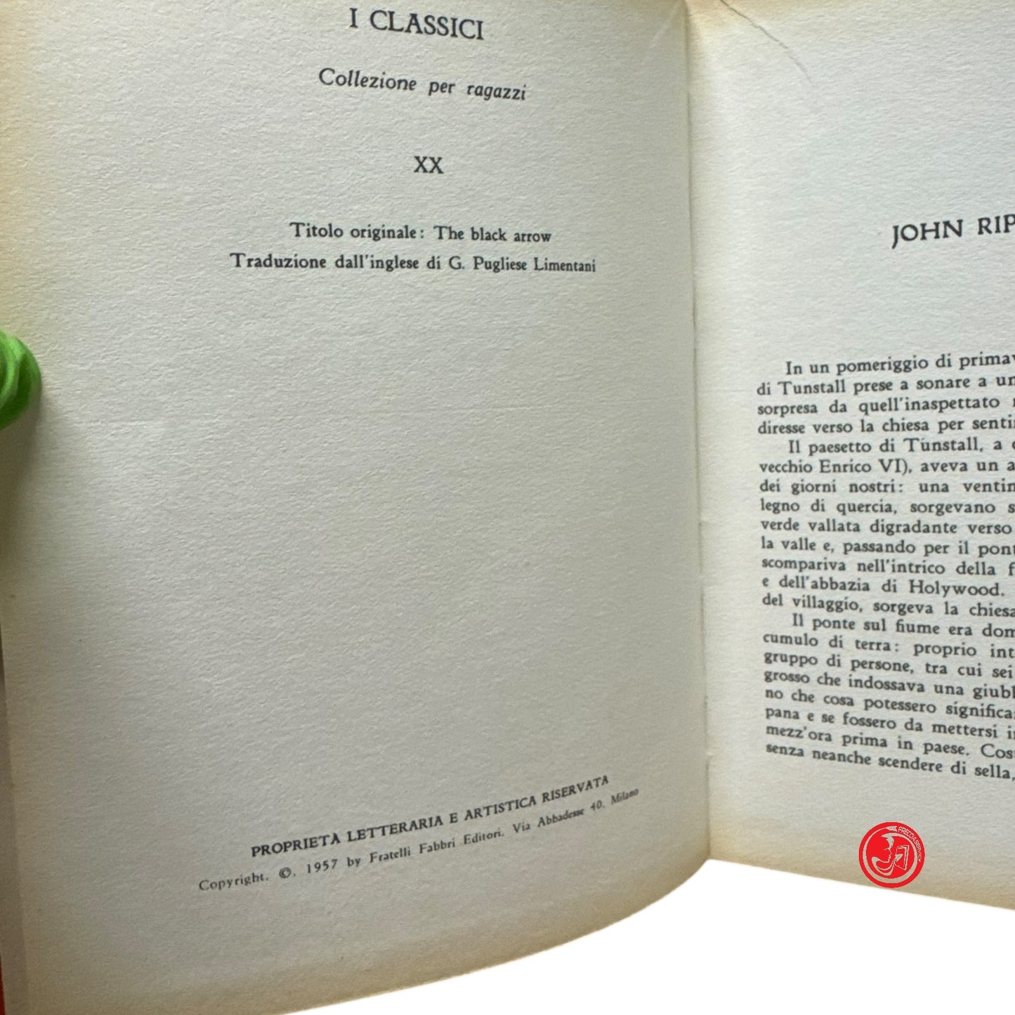 Ragazzi -  R. L. Stevenson - La freccia nera - Fratelli fabbri editori