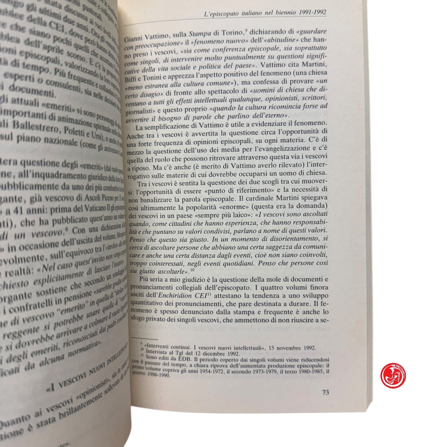 Religione - Chiesa in Italia - Il regno 1992