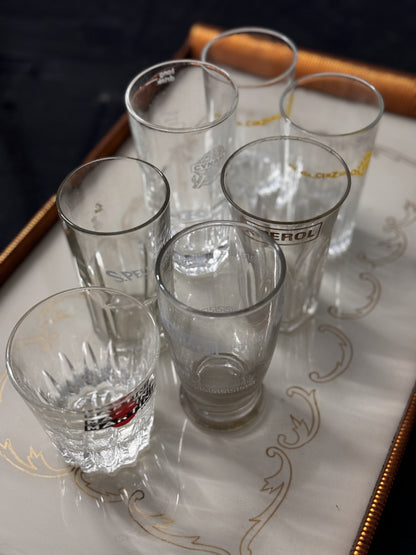 collezione di 7 bicchieri pubblicitari - martini, aperol, s.pellegrino e altri